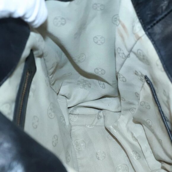 TORY BURCH Tote Bag Leather Black Gold Auth - Picture 14 of 16